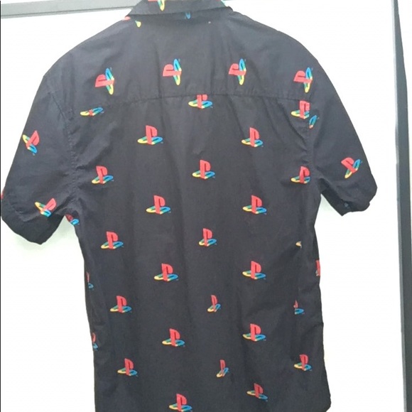 Men’s Licensed PlayStation Logo Graphic Gamer Short Sleeve Button Down Shirt - Picture 4 of 5